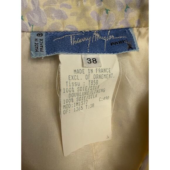 Thierry Mugler Vintage Floral Silk Suit Skirt Set Women’s Size 38 (8 US) Yellow - Picture 10 of 15